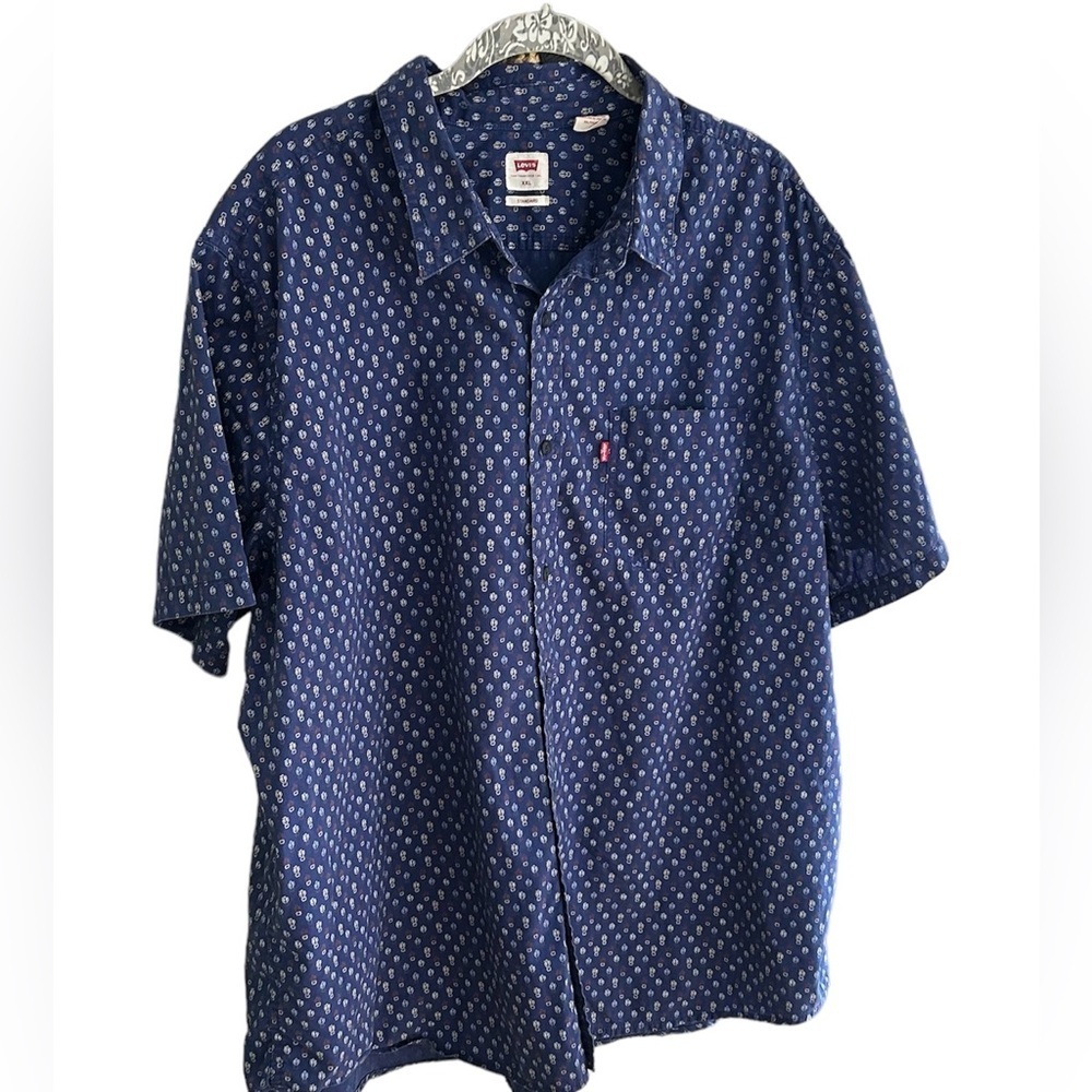 Levi Short Sleeve Button Down Men’s Shirt with Tiny Cactus Print Size XXL